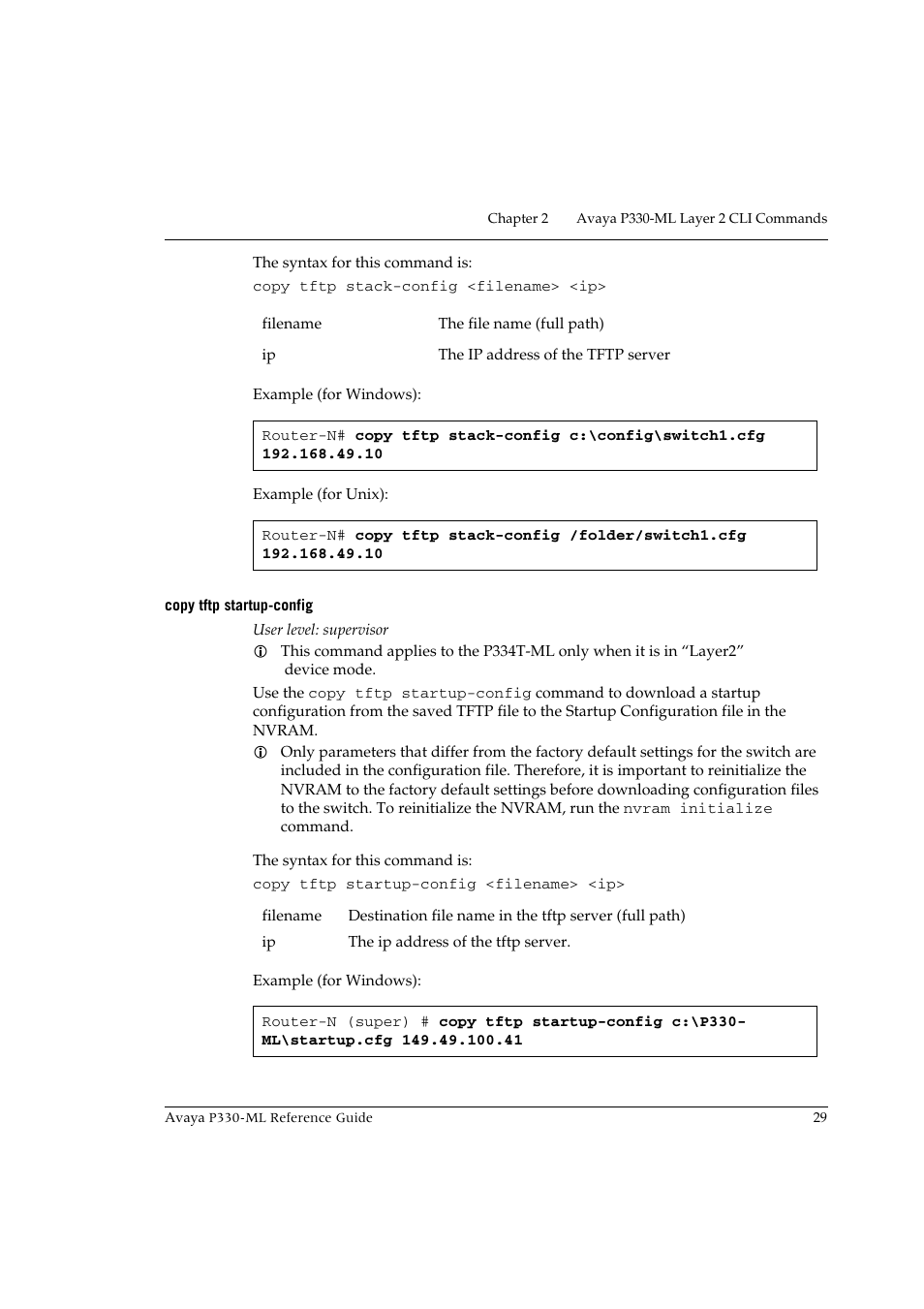 Copy tftp startup-config | Avaya P330-ML-ML User Manual | Page 43 / 320
