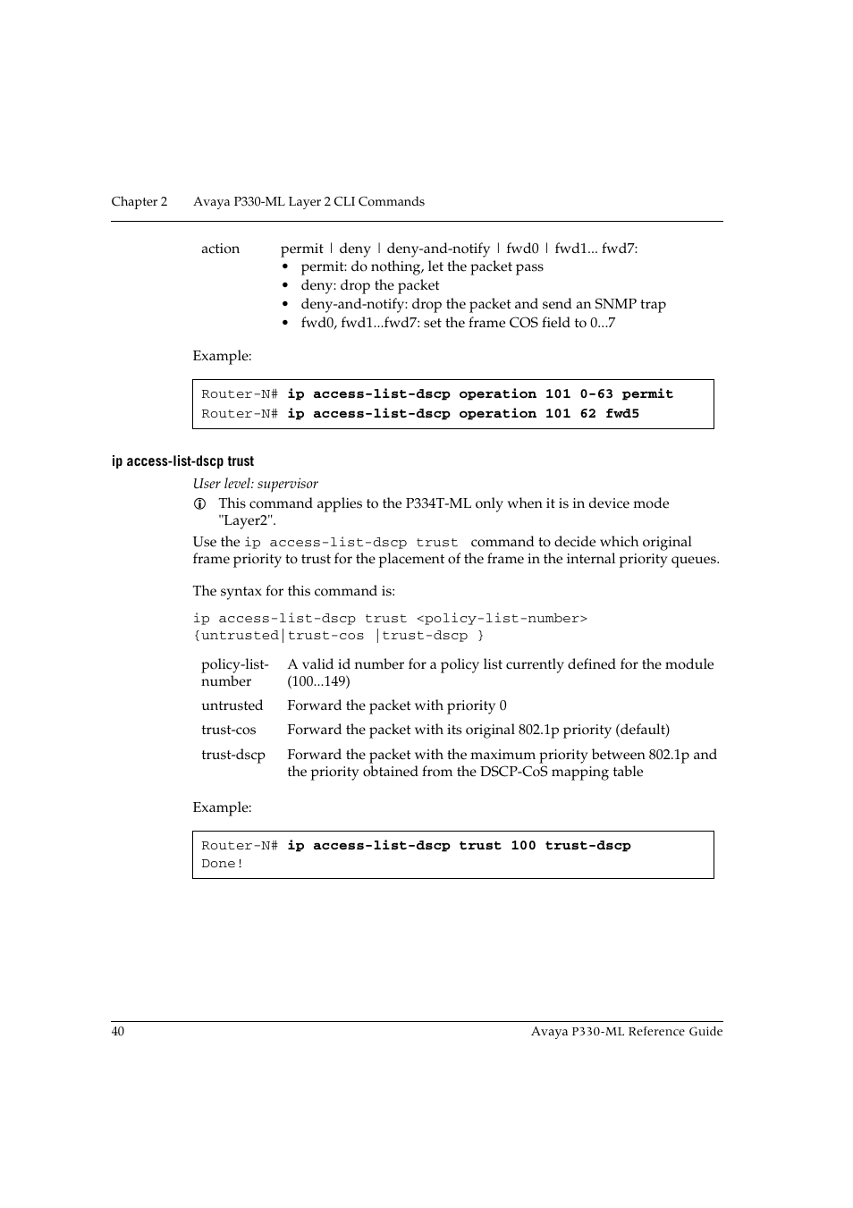 Ip access-list-dscp trust | Avaya P330-ML-ML User Manual | Page 54 / 320
