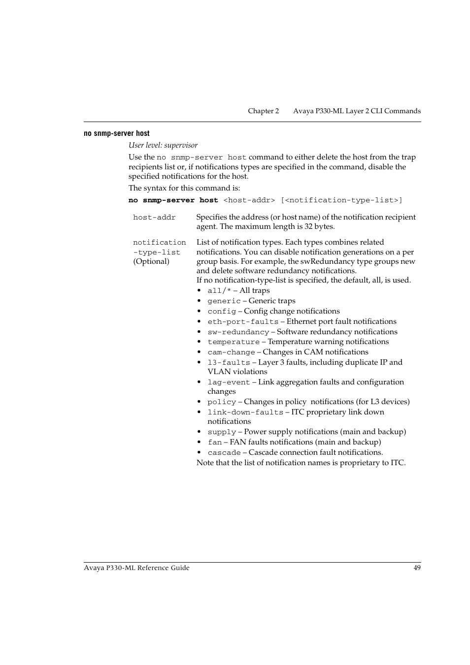 No snmp-server host | Avaya P330-ML-ML User Manual | Page 63 / 320