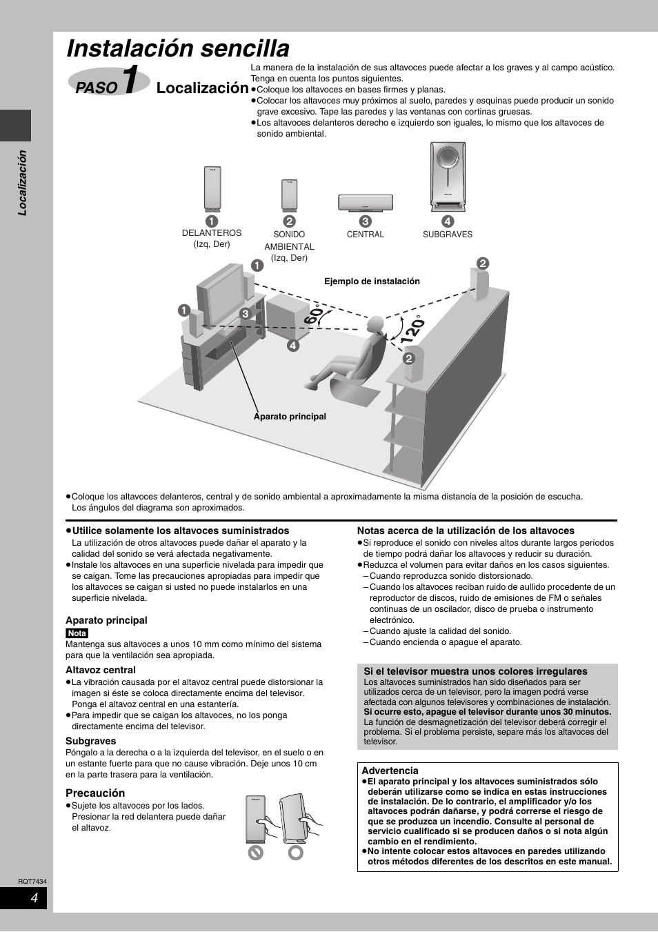 Instalación sencilla, Paso, Localización | Panasonic SCHT720 User Manual | Page 4 / 32