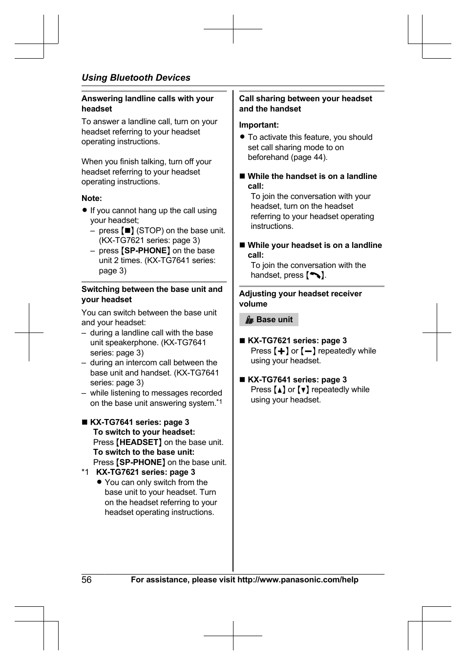 Panasonic KXTG7623 User Manual | Page 56 / 100