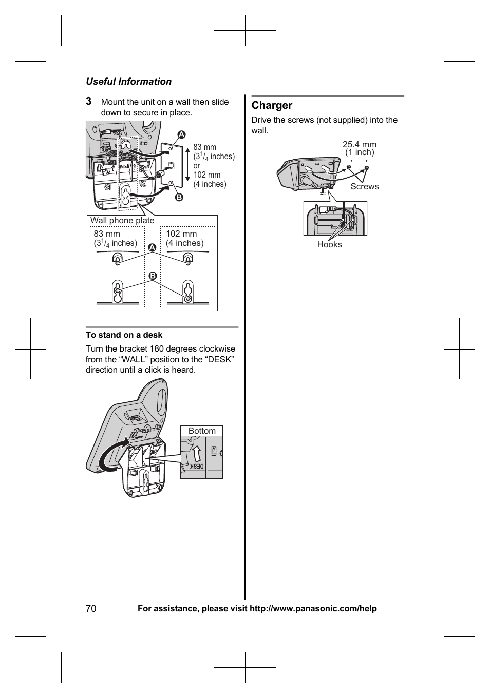 Charger | Panasonic KXTG7623 User Manual | Page 70 / 100