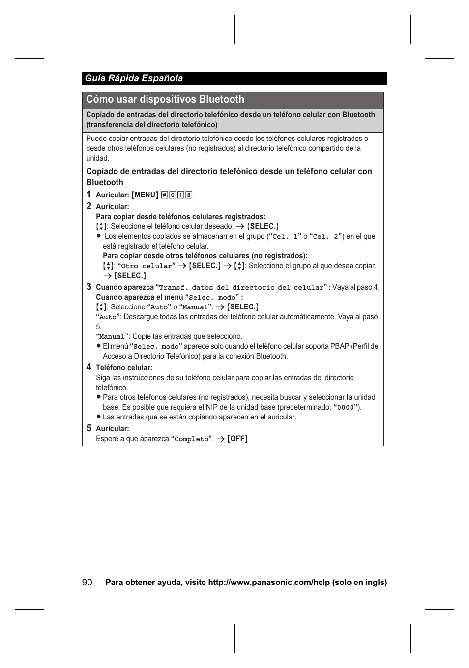 Cómo usar dispositivos bluetooth | Panasonic KXTG7623 User Manual | Page 90 / 100