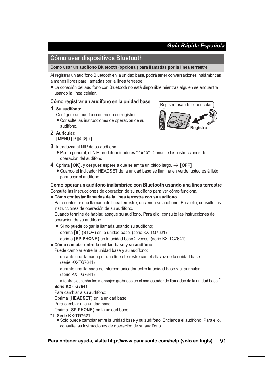 Cómo usar dispositivos bluetooth | Panasonic KXTG7623 User Manual | Page 91 / 100