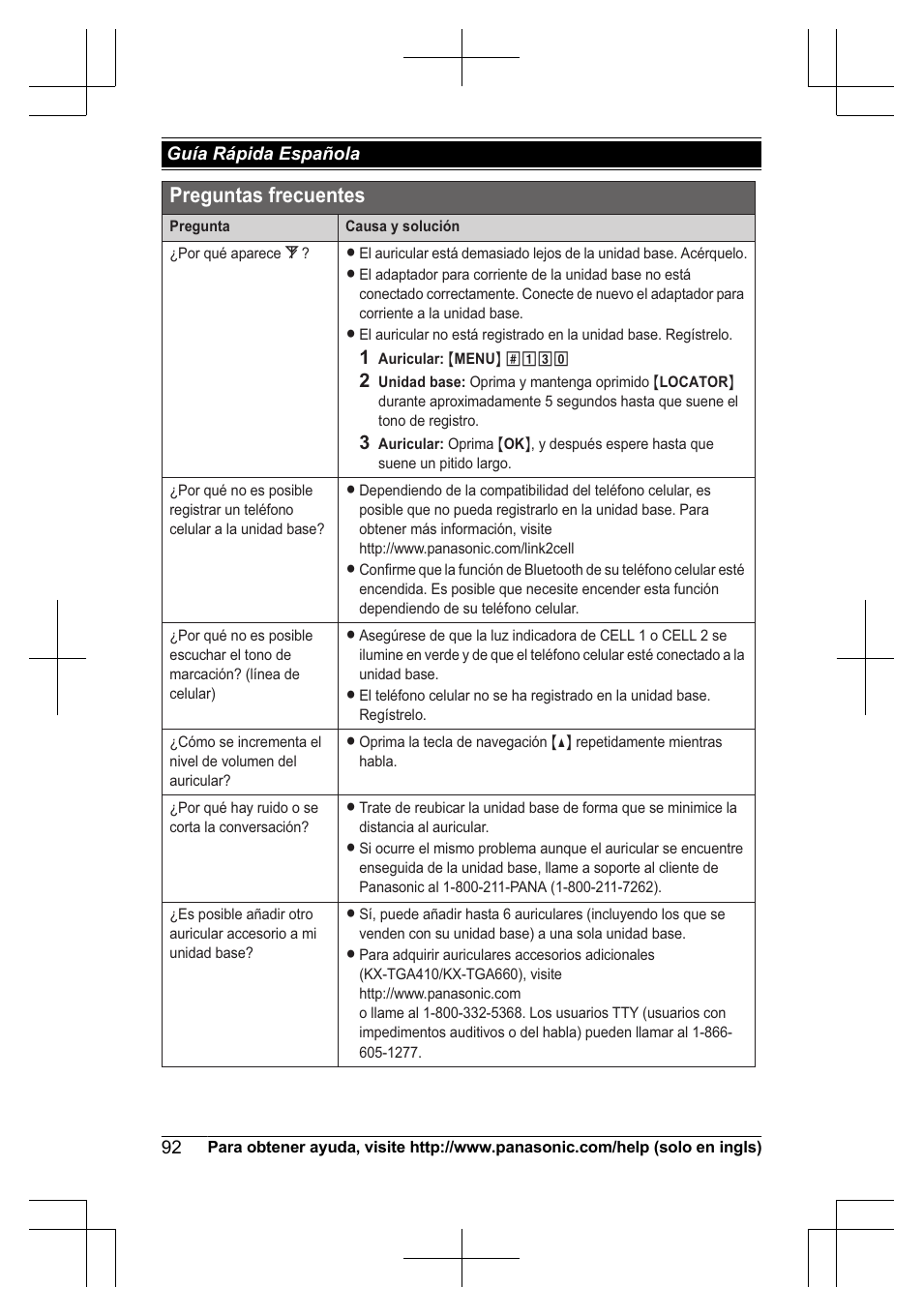 Preguntas frecuentes | Panasonic KXTG7623 User Manual | Page 92 / 100