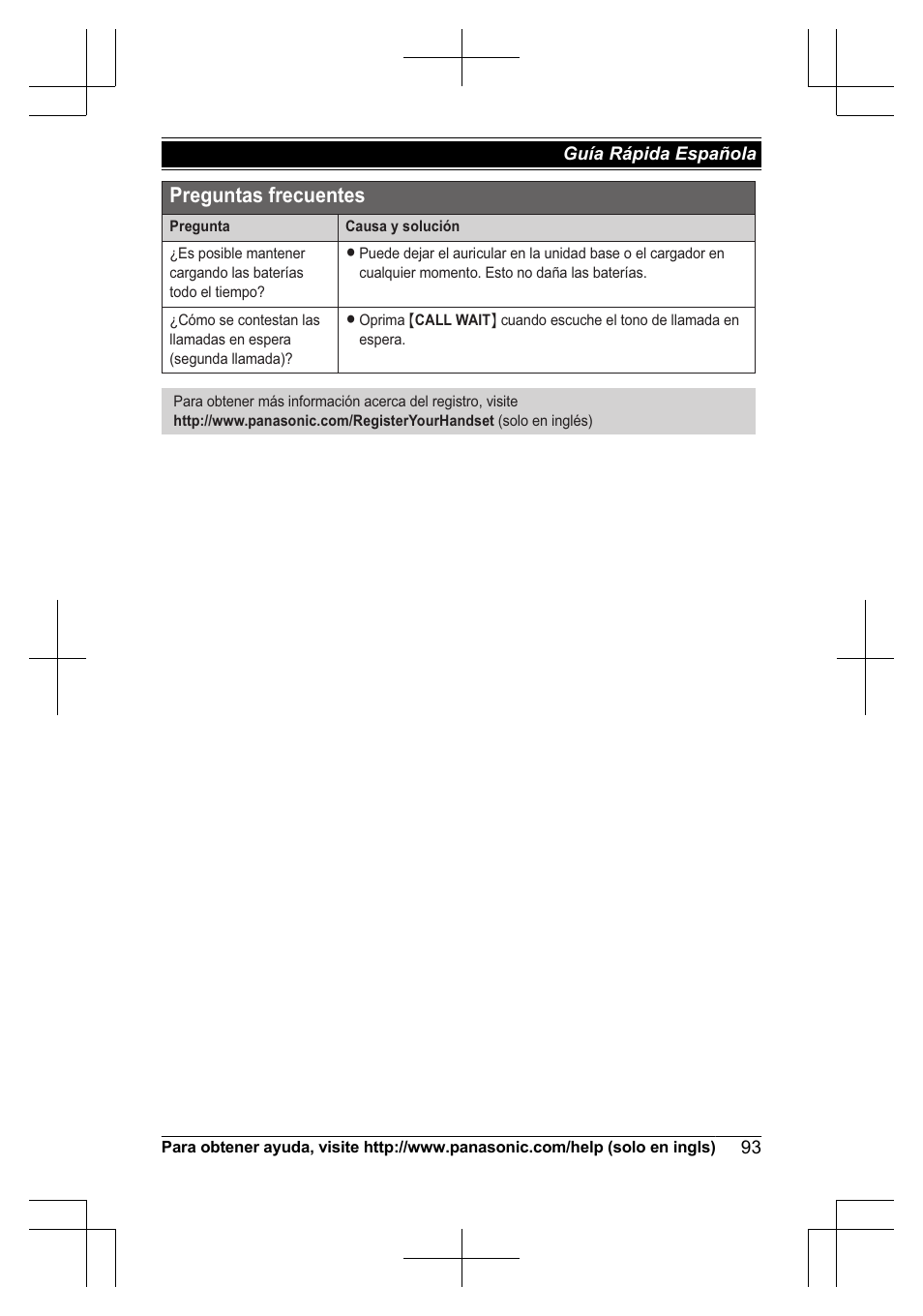 Preguntas frecuentes | Panasonic KXTG7623 User Manual | Page 93 / 100