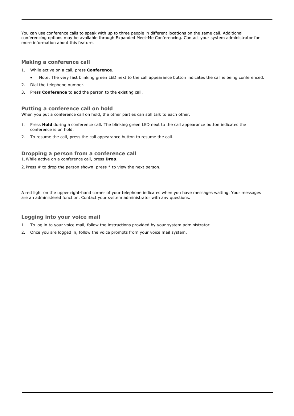 Conference calls, Getting your messages, 7 conference calls | 8 getting your messages | Avaya 1603 User Manual | Page 14 / 18