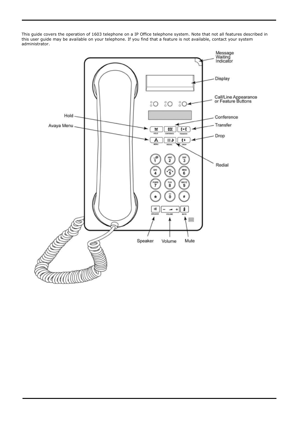 The phone | Avaya 1603 User Manual | Page 7 / 18