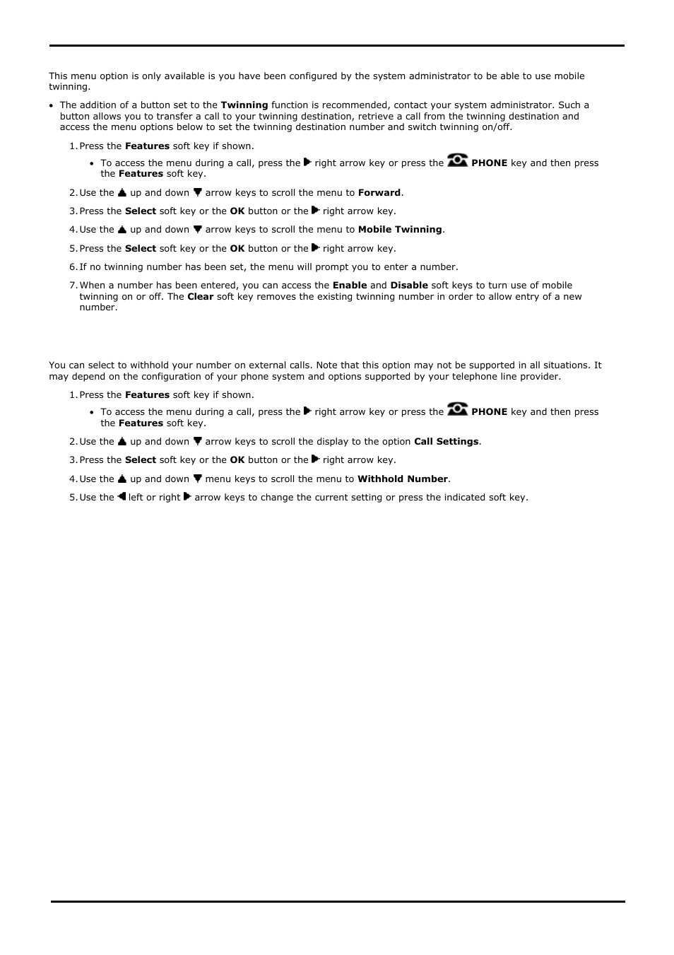 Mobile twinning, Withhold number, 1 mobile twinning | 2 withhold number | Avaya 15-601040 User Manual | Page 127 / 188