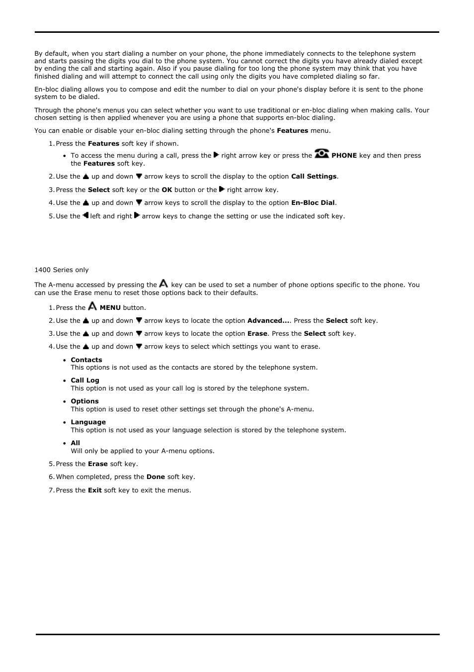 En-bloc dialing, Erase options, 4 en-bloc dialing | 5 erase options | Avaya 15-601040 User Manual | Page 129 / 188