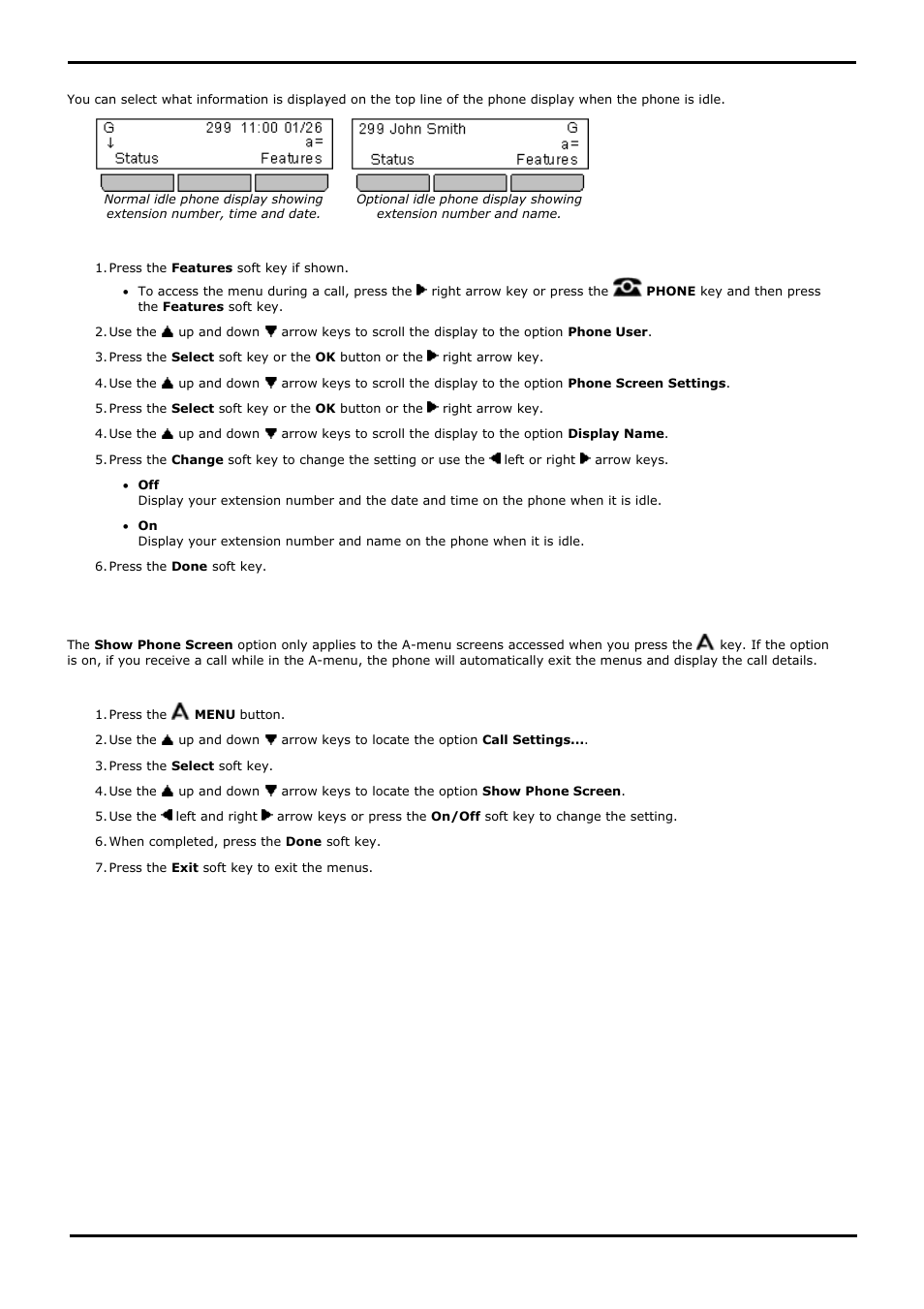 Display name, A-menu auto exit, 6 display name | 7 a-menu auto exit | Avaya 15-601040 User Manual | Page 138 / 188