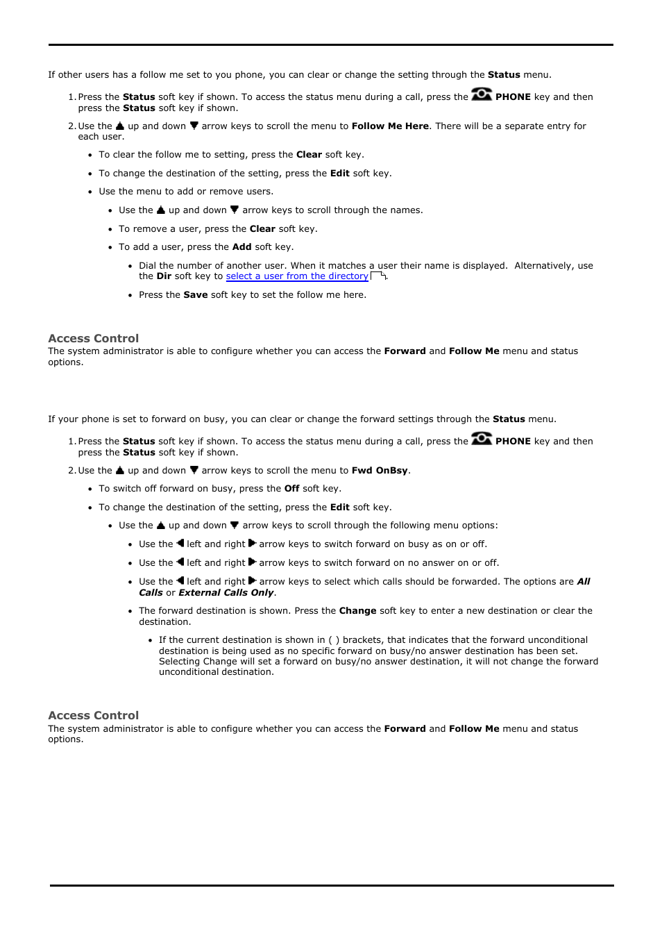 Follow me here, Forward on busy, Clear or change forward on busy | Clear or change follow me here settings, 3 follow me here, 4 forward on busy | Avaya 15-601040 User Manual | Page 147 / 188