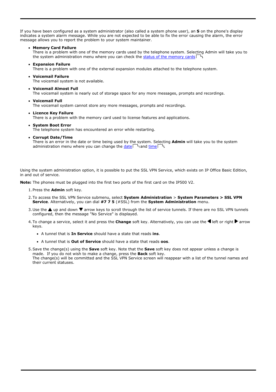 System alarms, Configuring ssl vpn service, 8 system alarms | 9 configuring ssl vpn service, Configure the ssl vpn service | Avaya 15-601040 User Manual | Page 161 / 188