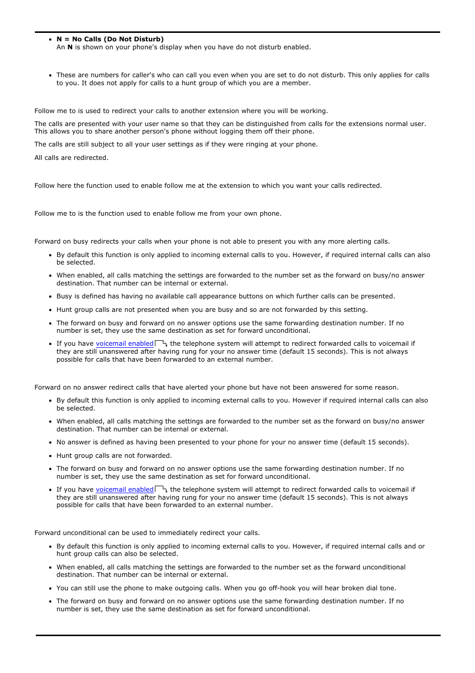 Do not disturb exceptions, Follow me, Follow me here | Follow me to, Forward on busy, Forward on no answer, Forward unconditional, 10 do not disturb exceptions, 11 follow me, 12 follow me here | Avaya 15-601040 User Manual | Page 179 / 188