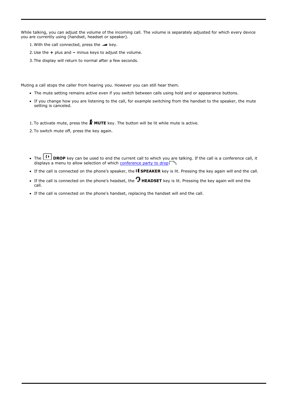 Adjust the call volume, Muting a call, Ending calls | 8 adjust the call volume, 9 muting a call, 10 ending calls, 5 editing a contact, 6 deleting a contact, Drop, Mute | Avaya 15-601040 User Manual | Page 36 / 188