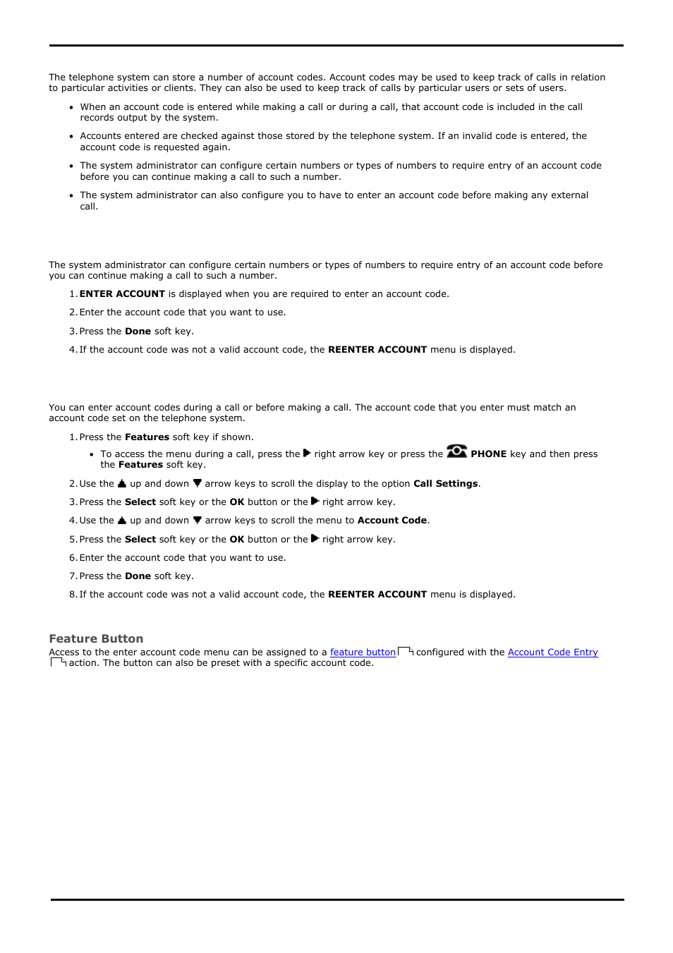 Account codes, Forced account code entry, Manual account code entry | 1 forced account code entry, 2 manual account code entry | Avaya 15-601040 User Manual | Page 54 / 188