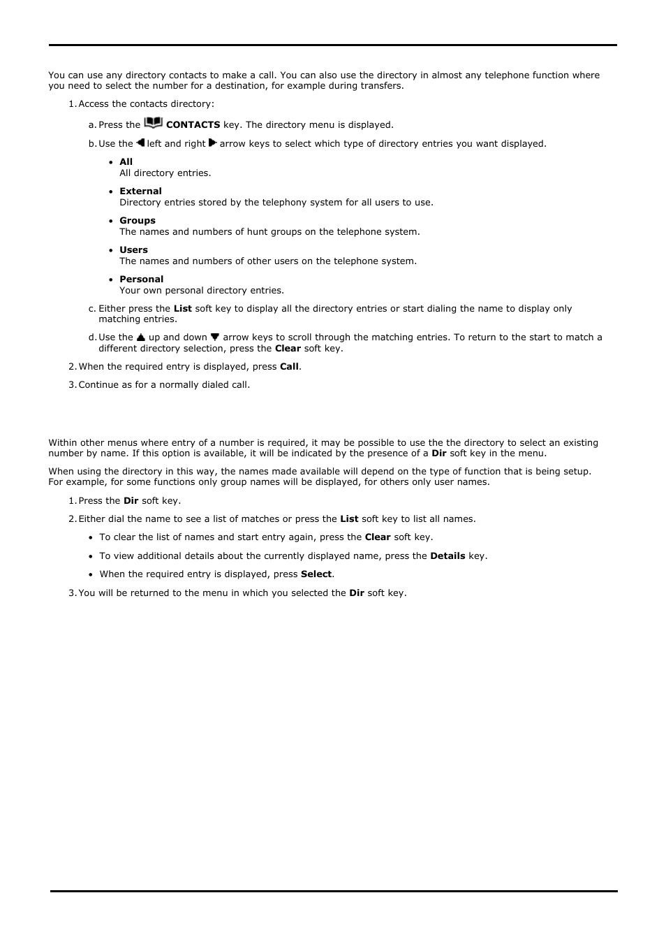 Make a call from the directory, Using the directory for other functions, 2 make a call from the directory | 3 using the directory for other functions | Avaya 15-601040 User Manual | Page 66 / 188