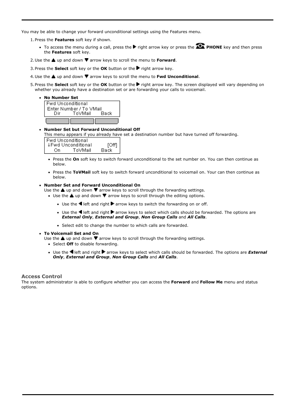 Forward unconditional (features menu), 2 forward unconditional (features menu), 6 auto lock | Avaya 15-601040 User Manual | Page 99 / 188