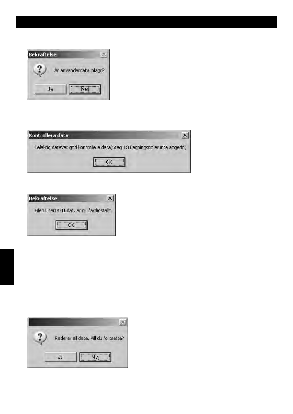 Lagra programmeringsdata på sd-minneskort | Panasonic NEC1475 User Manual | Page 22 / 32