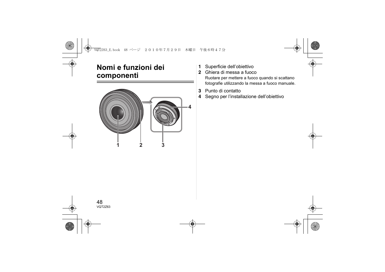 Nomi e funzioni dei componenti | Panasonic HH014E User Manual | Page 48 / 72