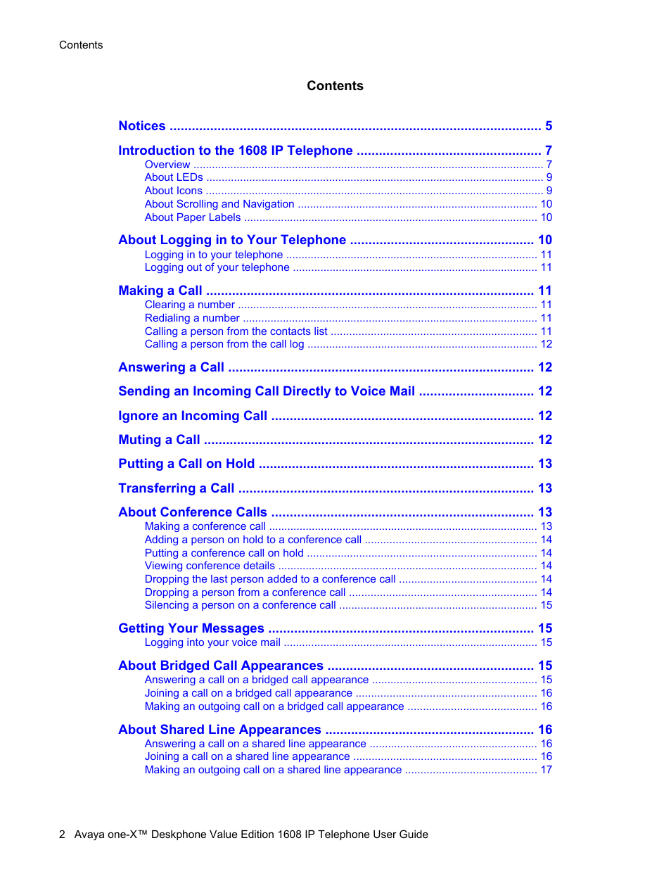 Avaya ONE-X 1608 User Manual | Page 2 / 28