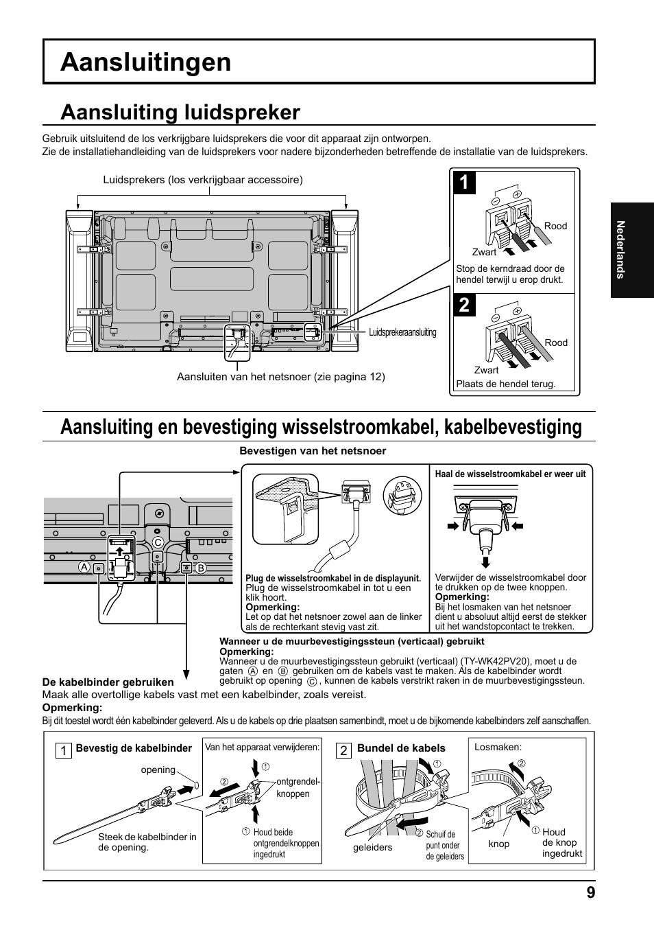 Aansluitingen, Aansluiting luidspreker | Panasonic TH50PF50E User Manual | Page 27 / 72