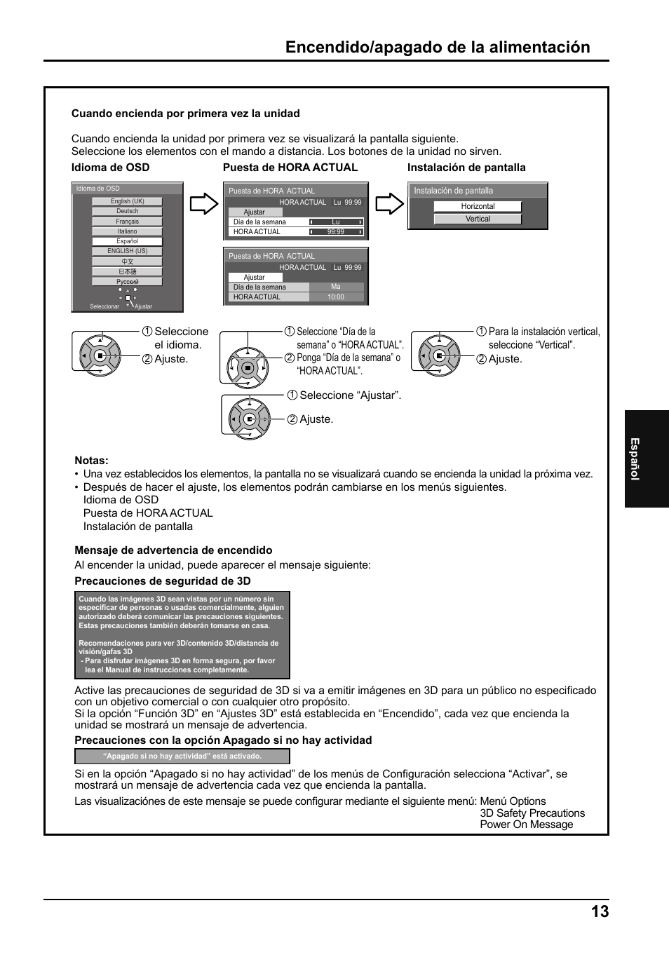 Encendido/apagado de la alimentación | Panasonic TH50PF50E User Manual | Page 67 / 72