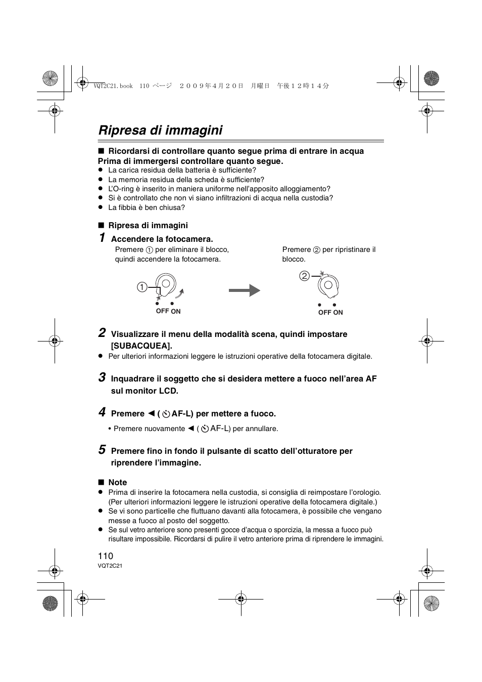 Ripresa di immagini | Panasonic DMWMCTZ7 User Manual | Page 110 / 184