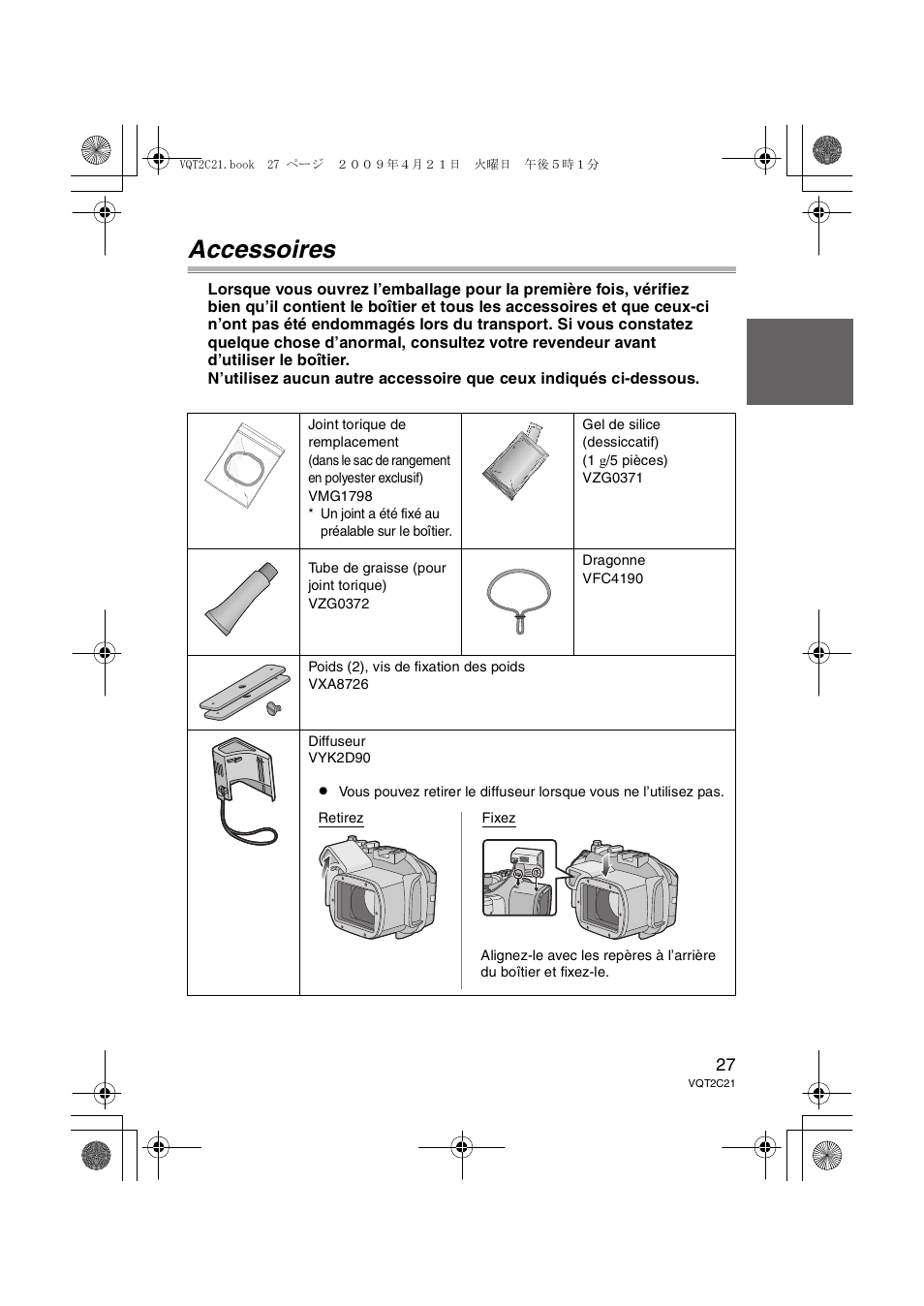 Accessoires | Panasonic DMWMCTZ7 User Manual | Page 27 / 184