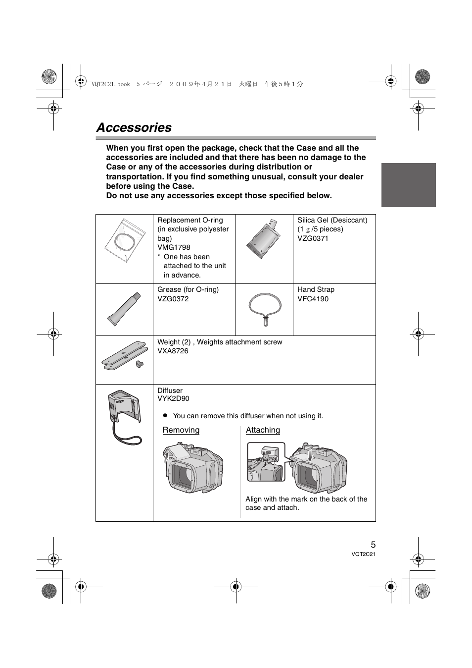 Accessories | Panasonic DMWMCTZ7 User Manual | Page 5 / 184