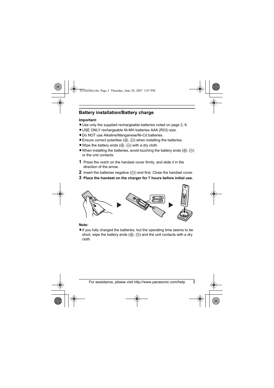 Panasonic KXTGA820 User Manual | Page 3 / 16