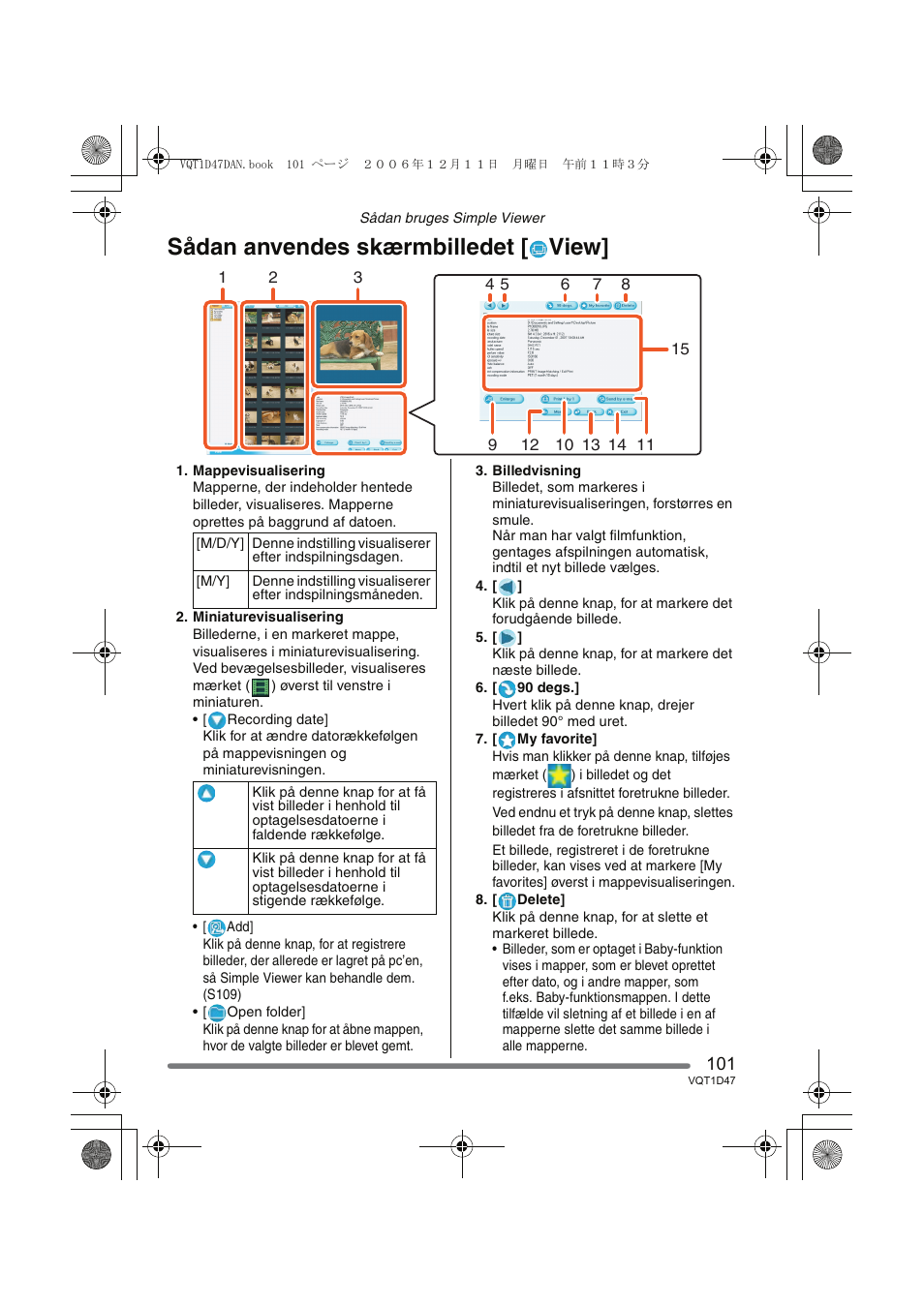 Sådan anvendes skærmbilledet [ view | Panasonic DMCFX30 User Manual | Page 101 / 120