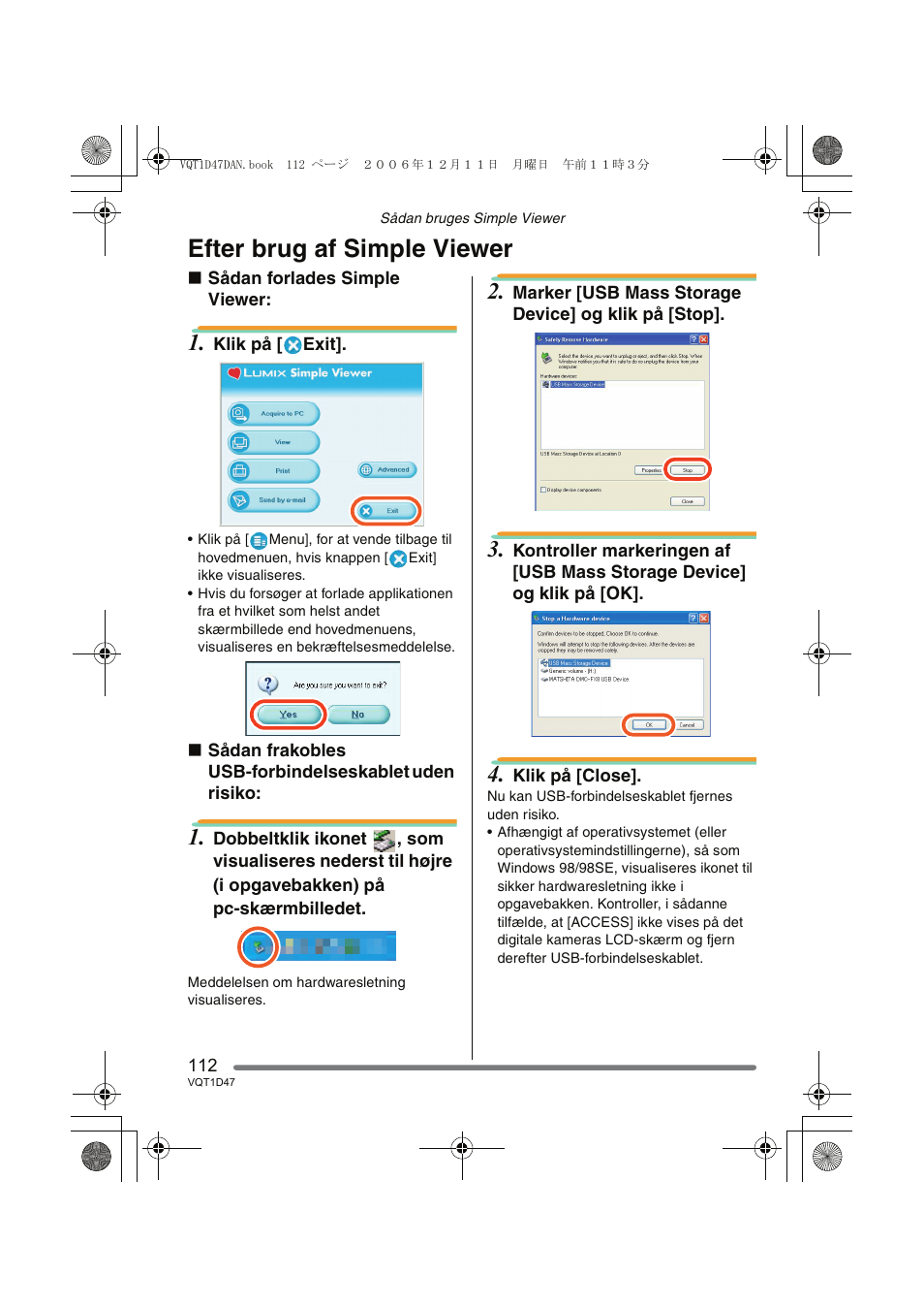 Efter brug af simple viewer | Panasonic DMCFX30 User Manual | Page 112 / 120