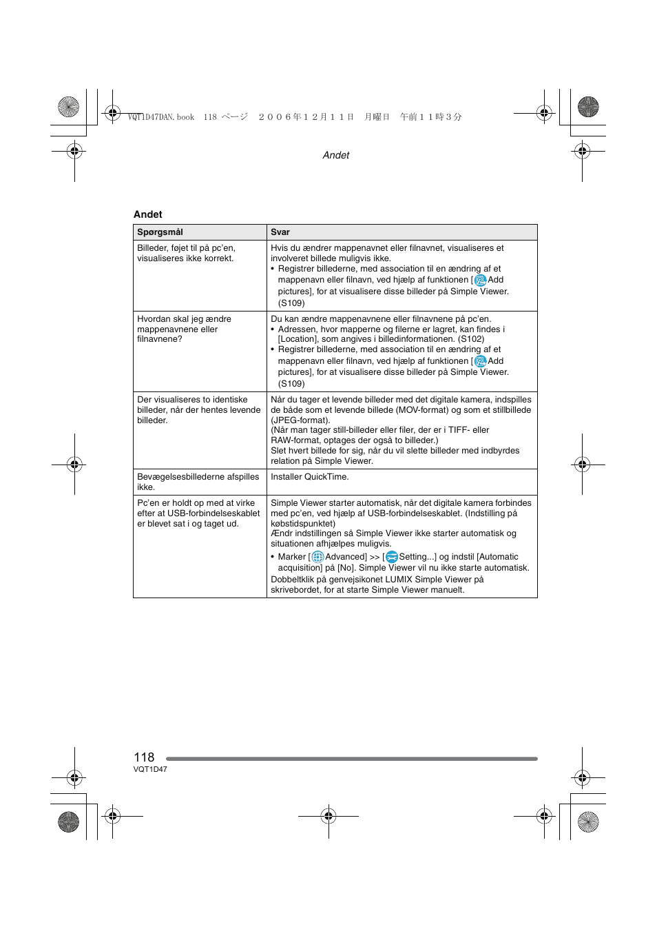 Panasonic DMCFX30 User Manual | Page 118 / 120