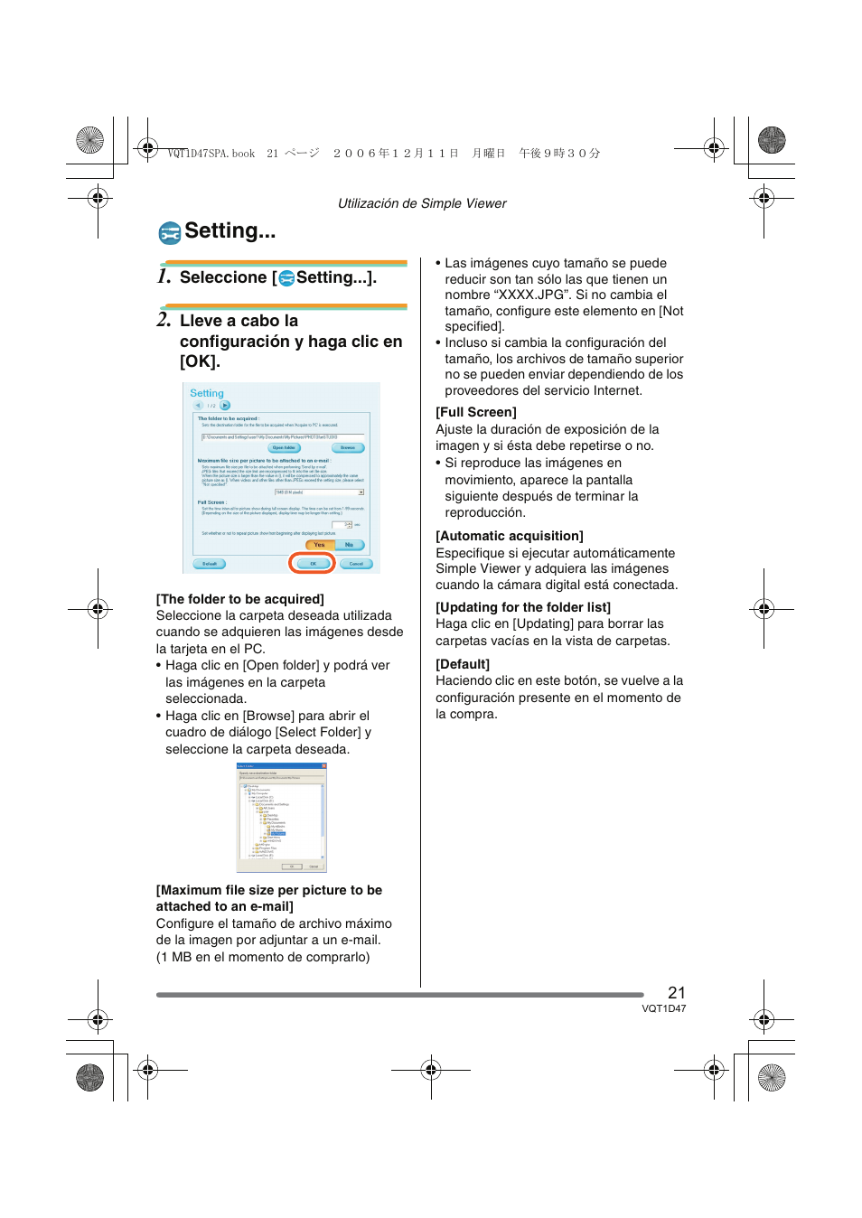 Setting | Panasonic DMCFX30 User Manual | Page 21 / 120