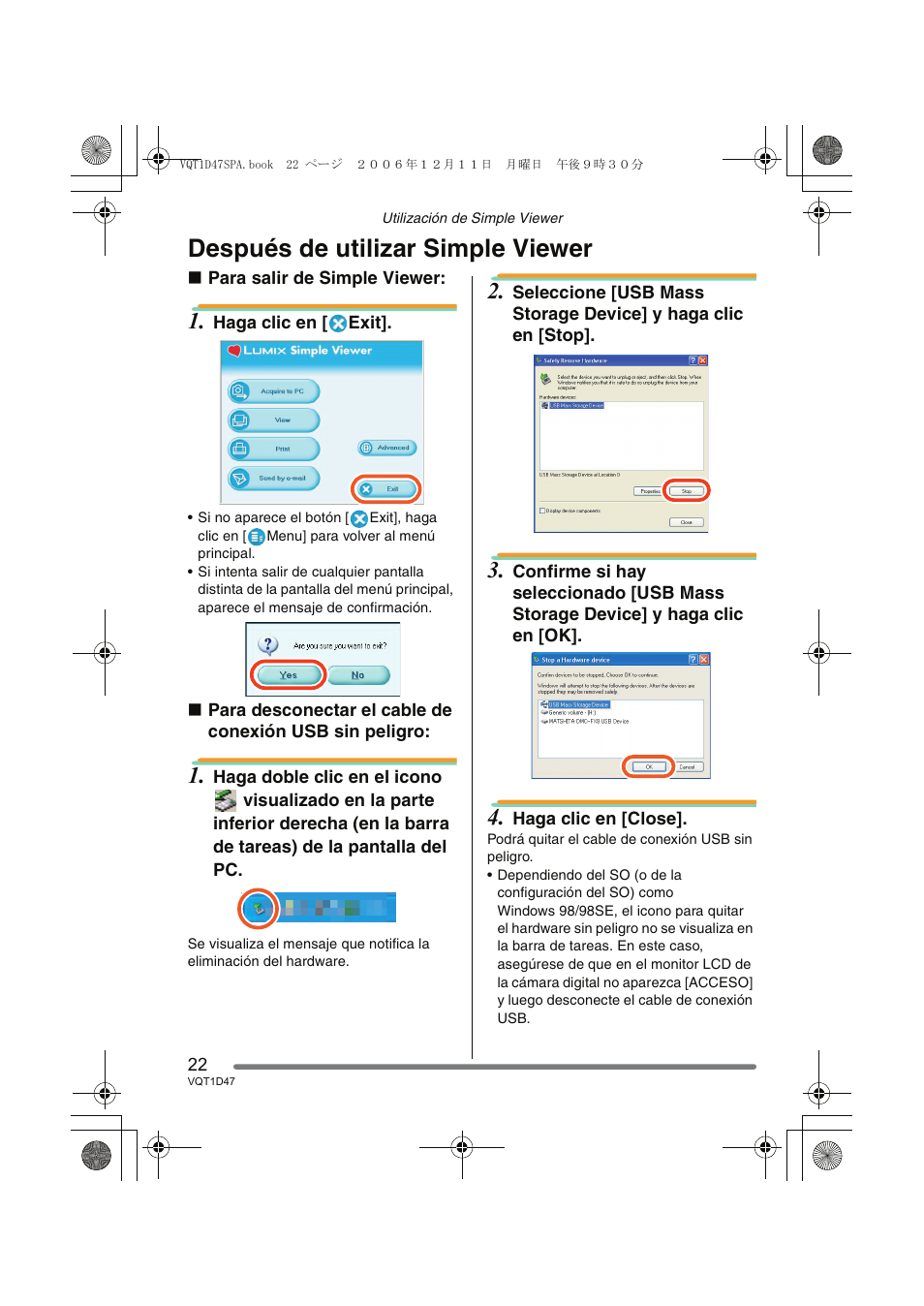 Después de utilizar simple viewer | Panasonic DMCFX30 User Manual | Page 22 / 120