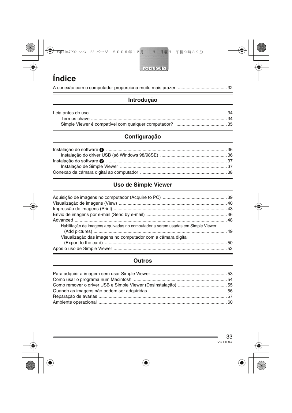 Índice | Panasonic DMCFX30 User Manual | Page 33 / 120