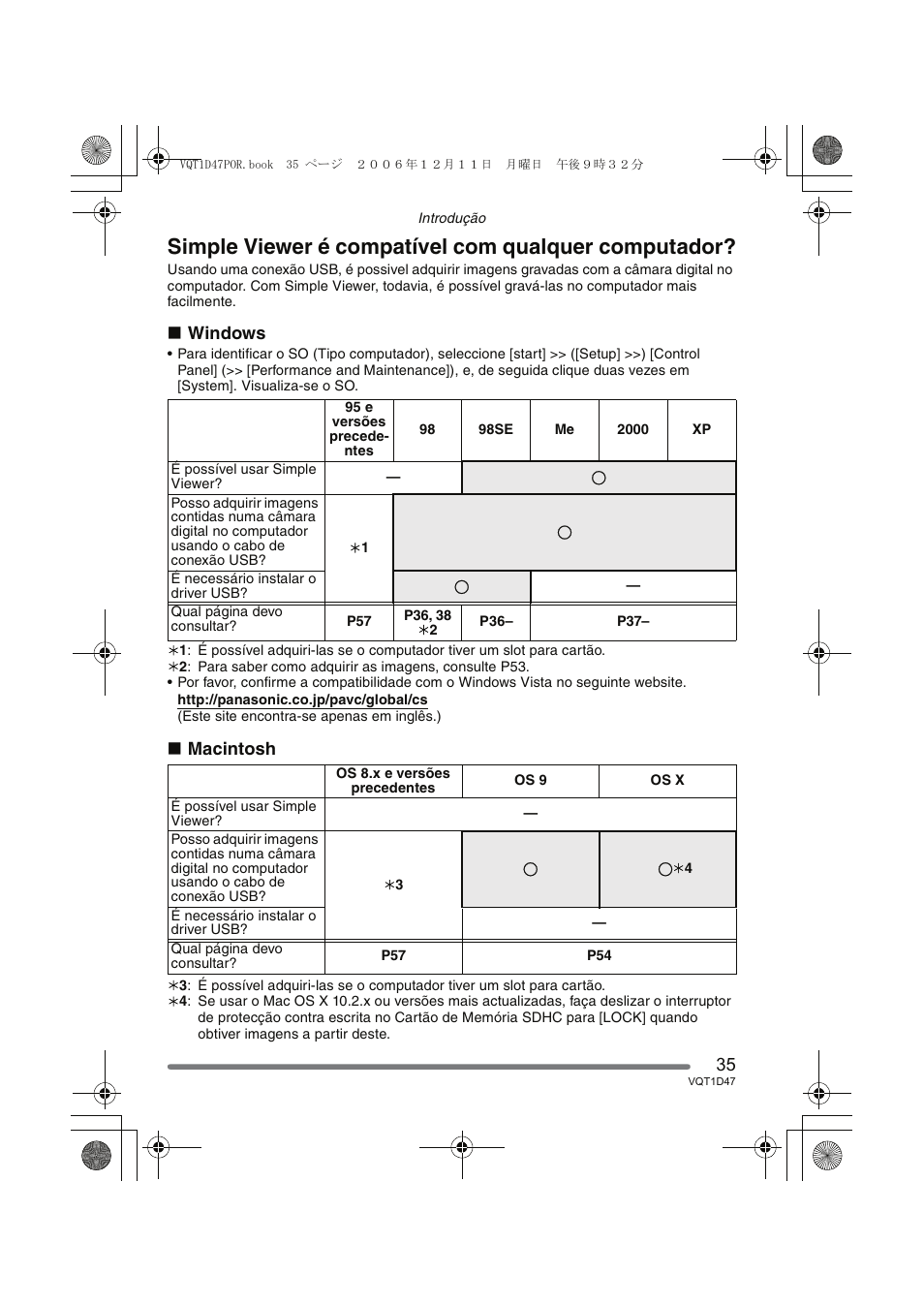 Simple viewer é compatível com qualquer computador, Windows, Macintosh | Panasonic DMCFX30 User Manual | Page 35 / 120