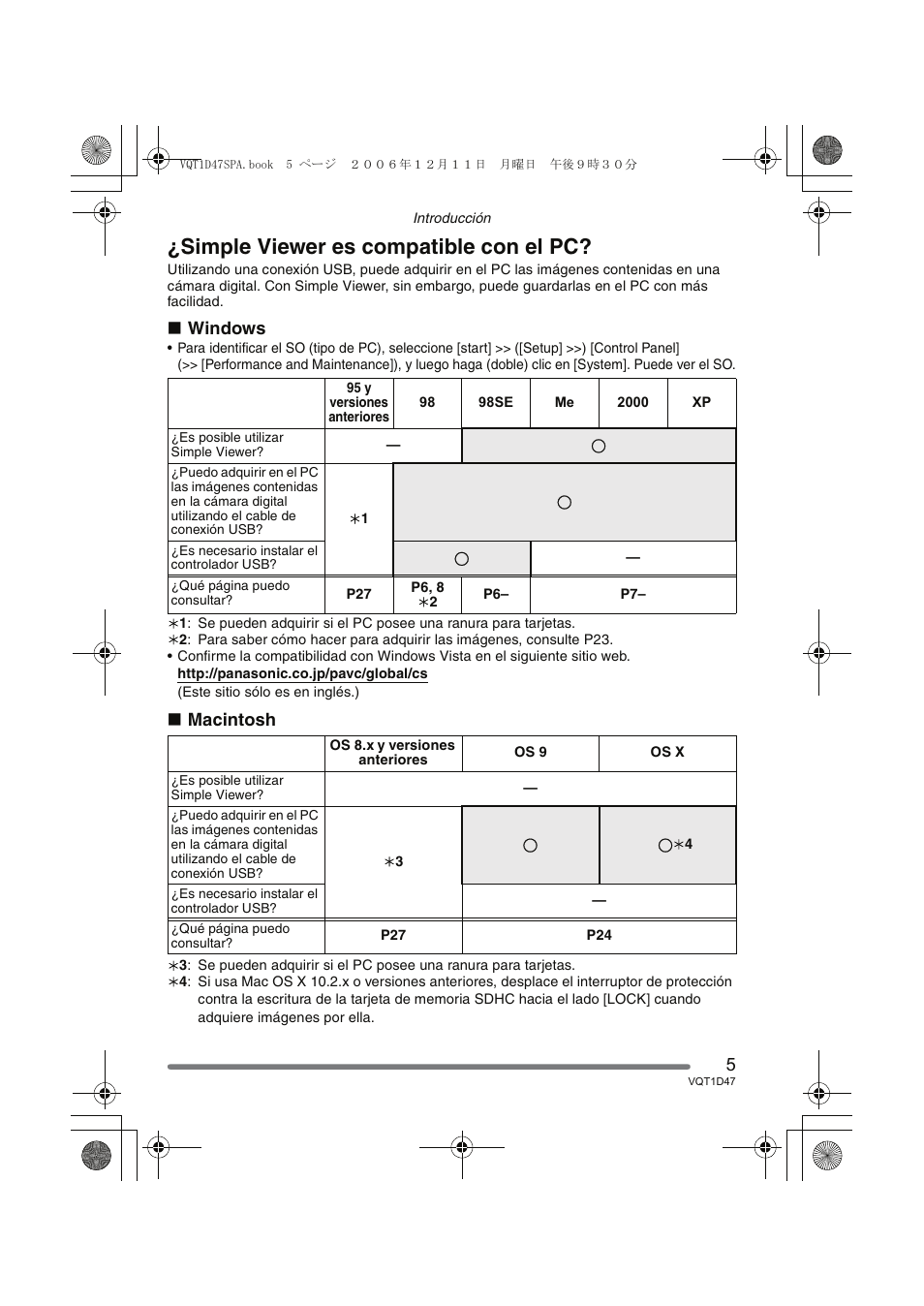 Simple viewer es compatible con el pc, Windows, Macintosh | Panasonic DMCFX30 User Manual | Page 5 / 120