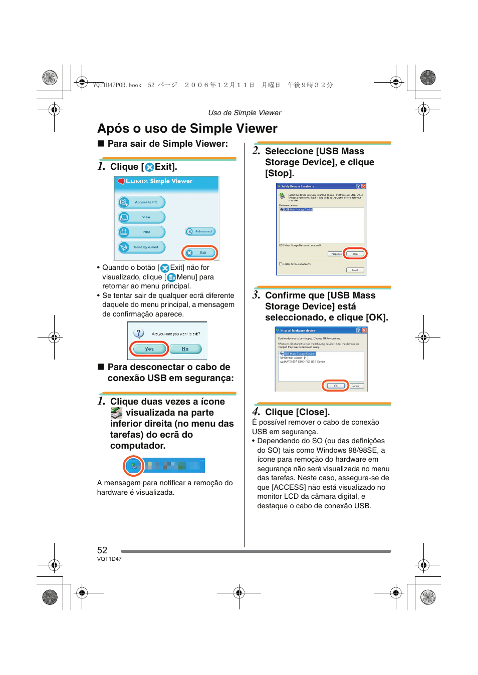 Após o uso de simple viewer | Panasonic DMCFX30 User Manual | Page 52 / 120