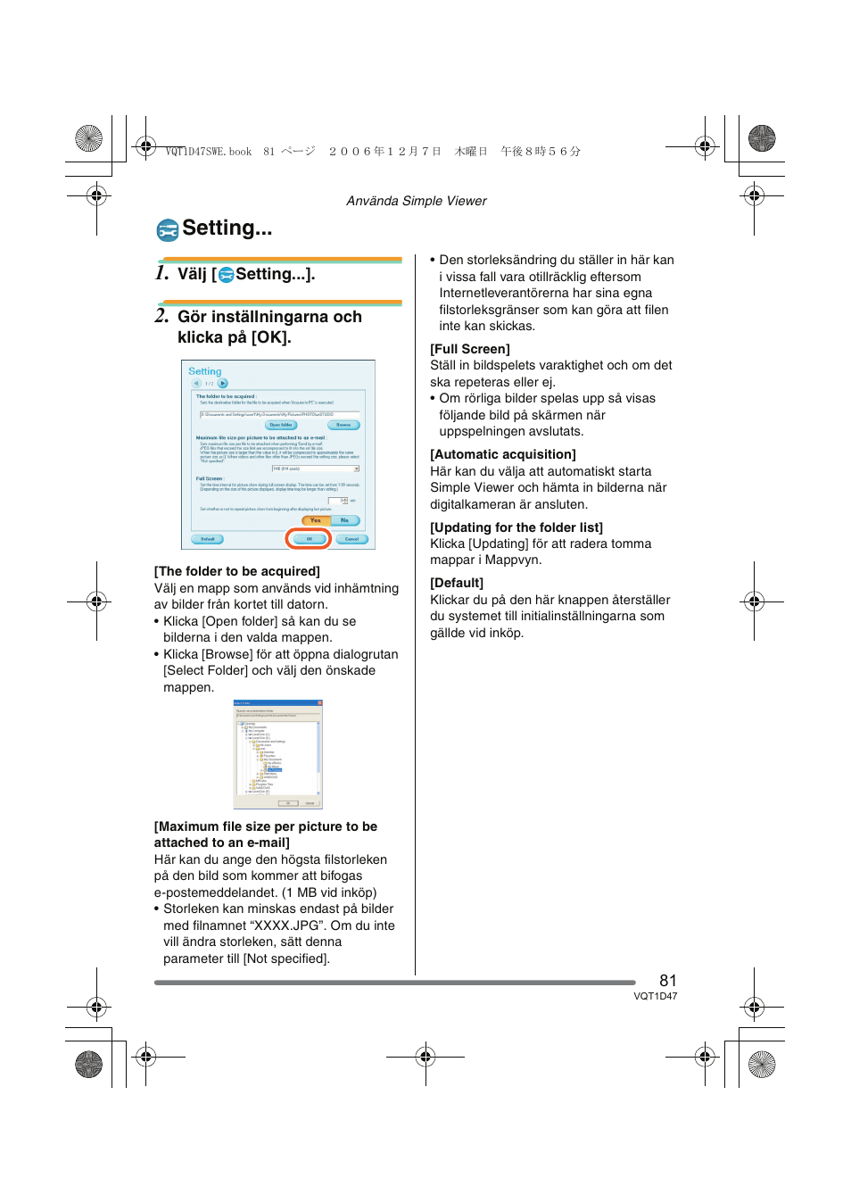 Setting | Panasonic DMCFX30 User Manual | Page 81 / 120