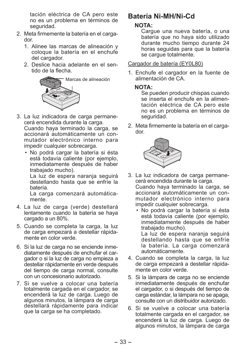 Batería ni­mh/ni­cd | Panasonic EY0L80 User Manual | Page 33 / 68