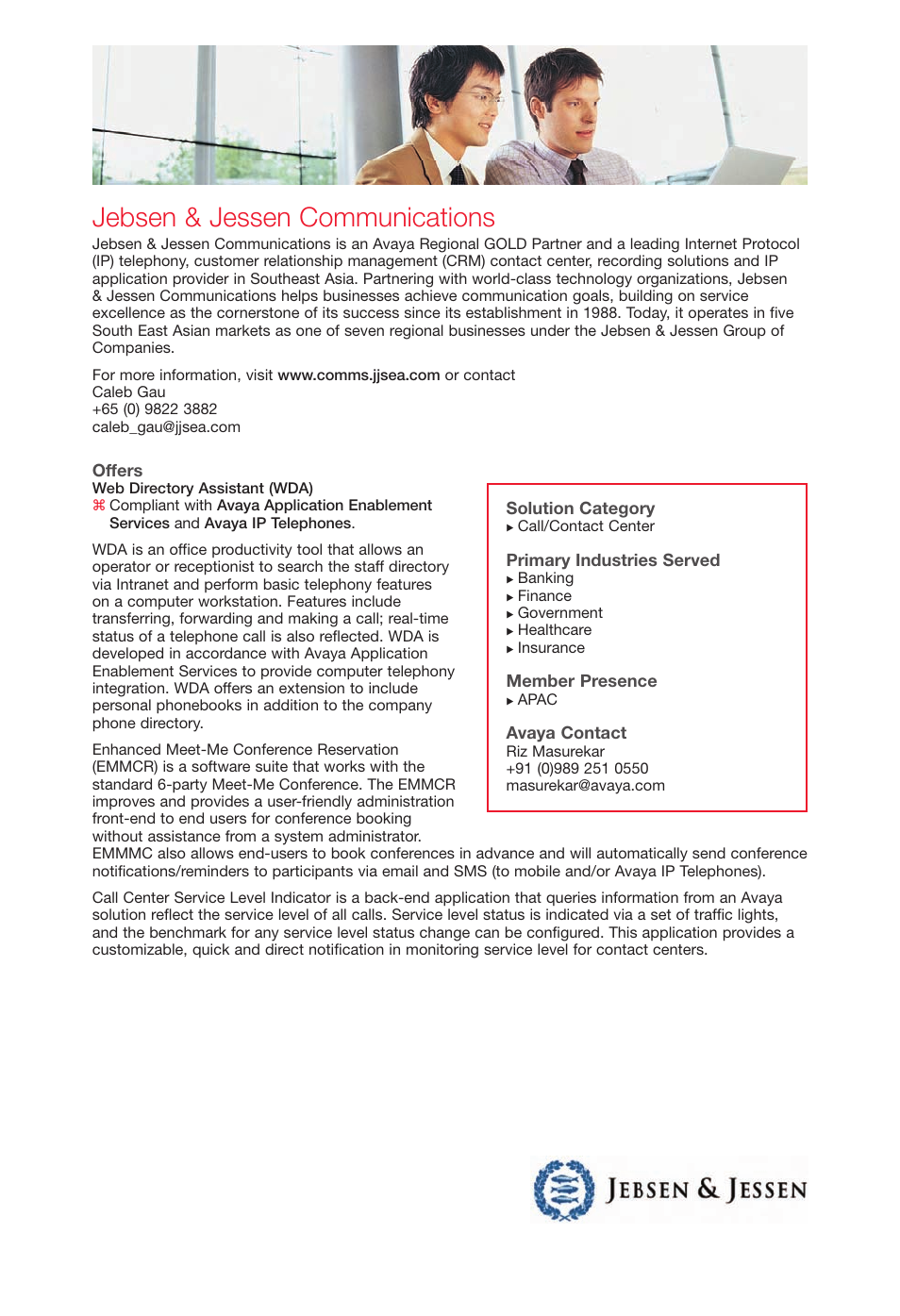 Jebsenjessen, Jebsen & jessen communications | Avaya Innovations 2 User Manual | Page 26 / 51