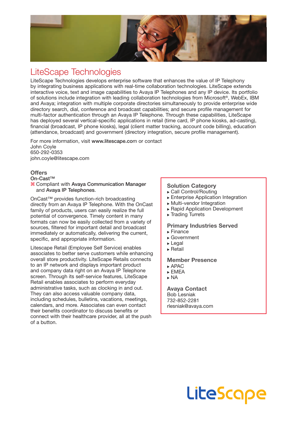 Litescapetechnologies, Litescape technologies | Avaya Innovations 2 User Manual | Page 30 / 51