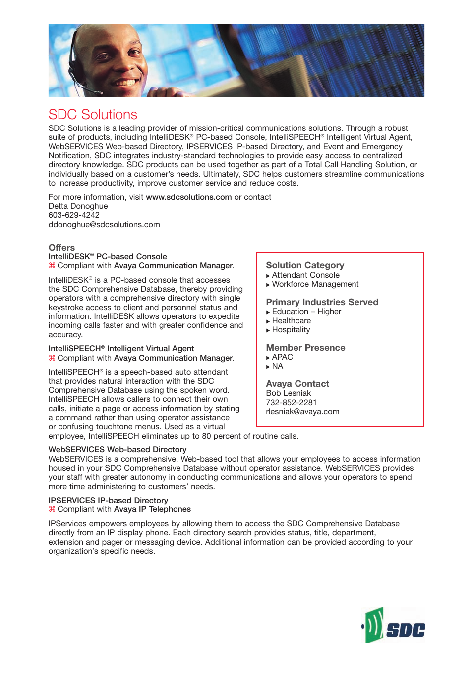 Sdc_solutions, Sdc solutions | Avaya Innovations 2 User Manual | Page 43 / 51
