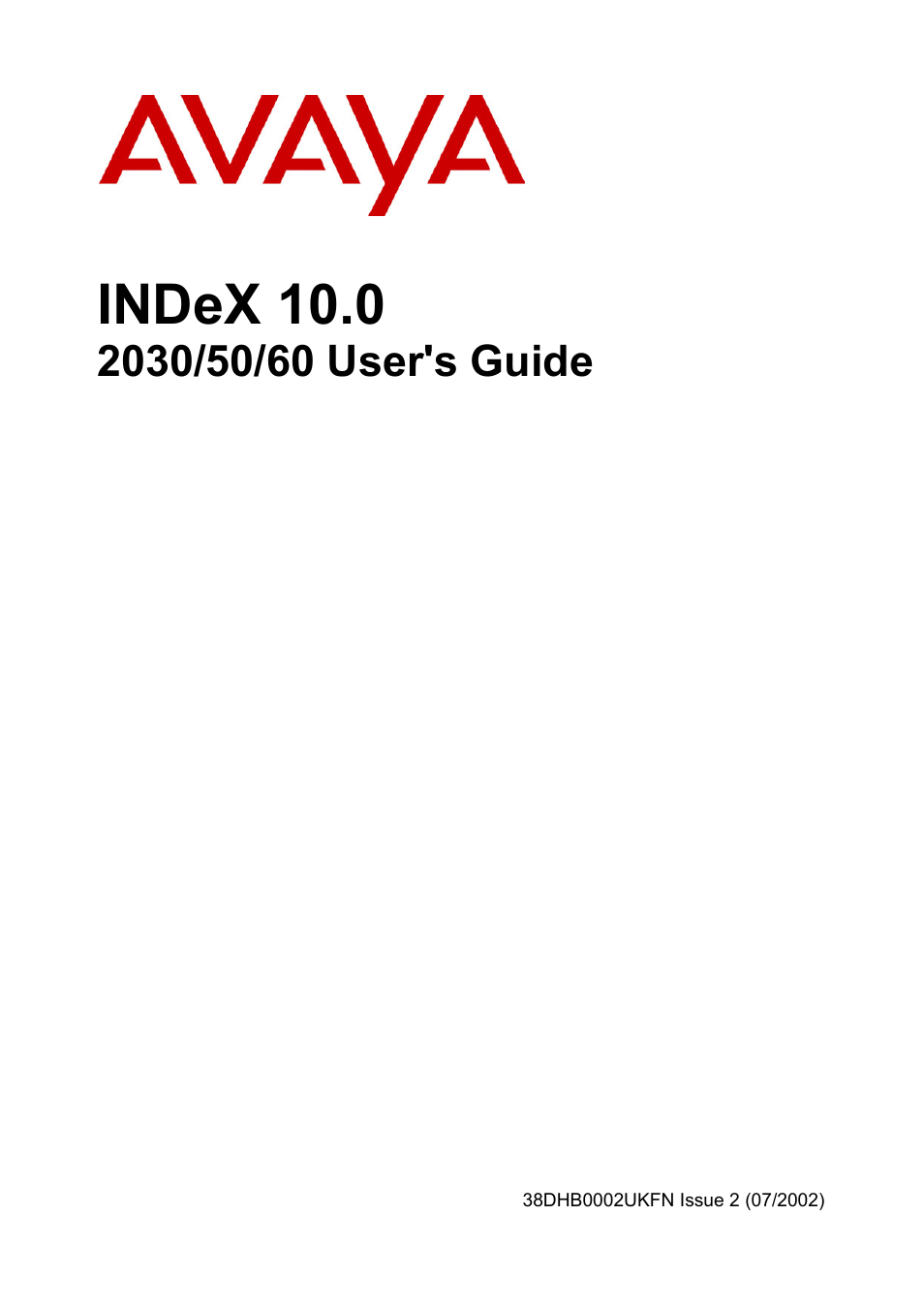 Avaya INDeX 2030 User Manual | 50 pages