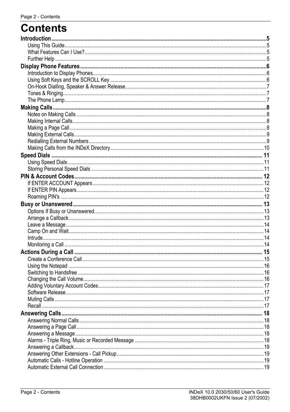 Avaya INDeX 2030 User Manual | Page 2 / 50