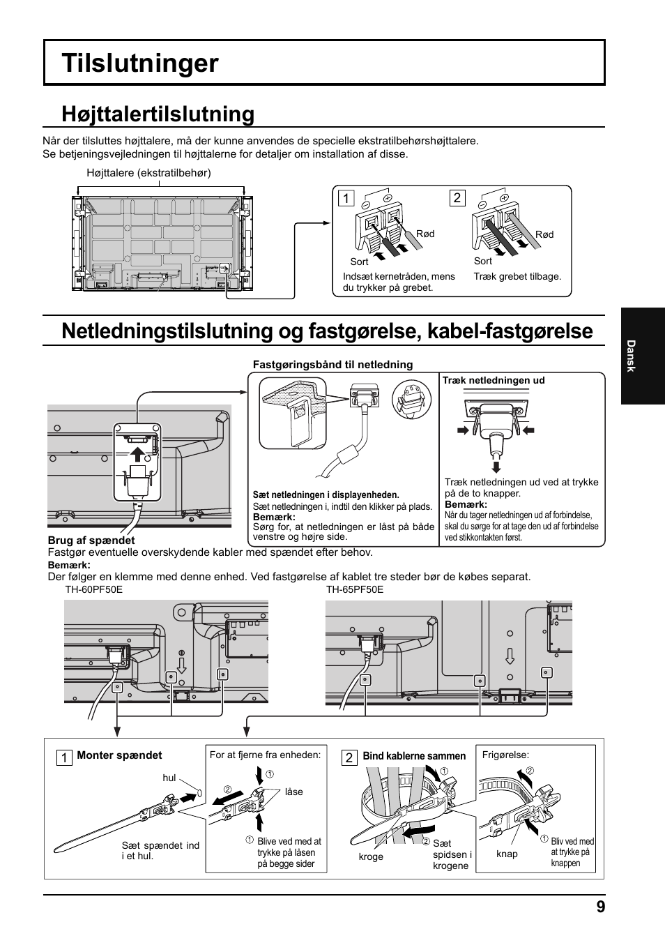 Tilslutninger, Højttalertilslutning | Panasonic TH65PF50E User Manual | Page 45 / 72