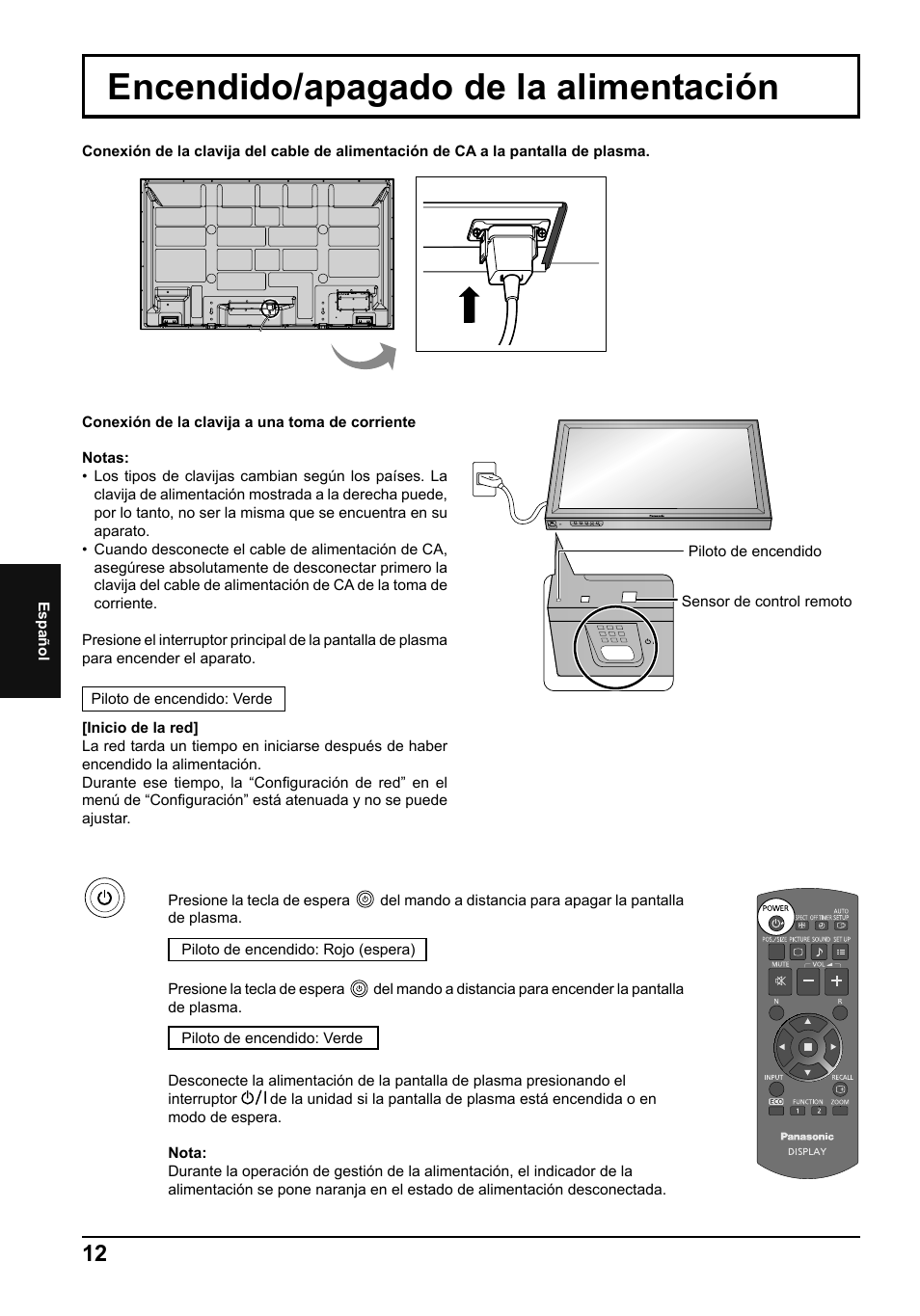 Encendido/apagado de la alimentación | Panasonic TH65PF50E User Manual | Page 66 / 72