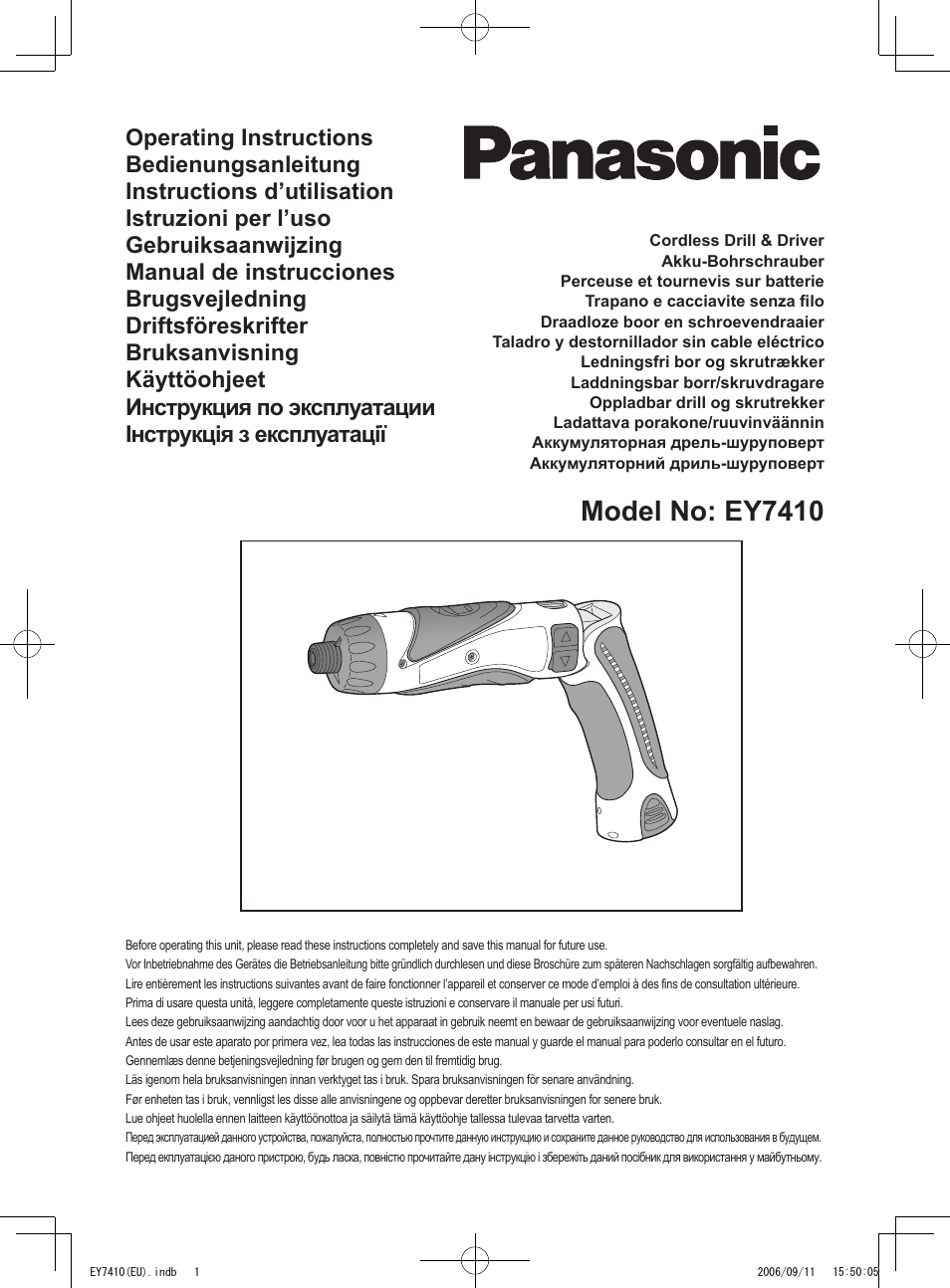 Panasonic EY7410LA2S User Manual | 104 pages